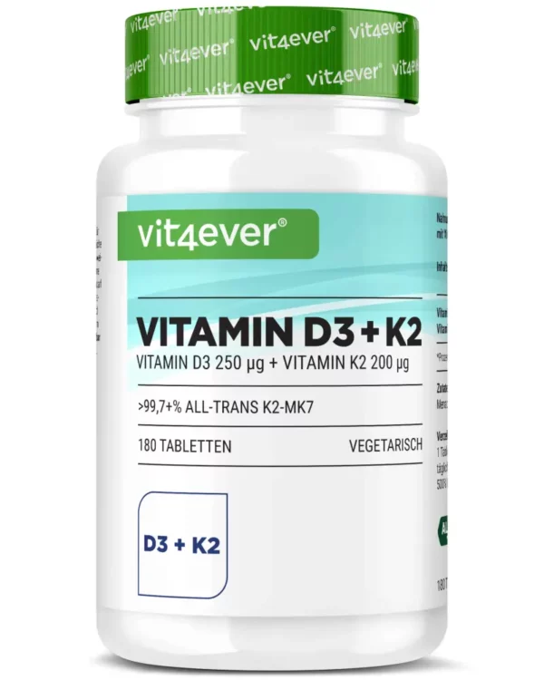 Vitamin D3 10 000 IE + vitamin K2 200 mcg - 180 tabletter - Bild 2